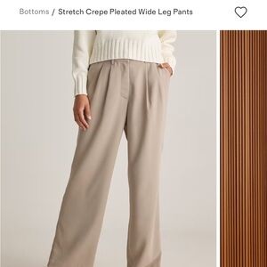 Quince Stretch Crepe Pleated Wide Leg Pants - 28 inseam